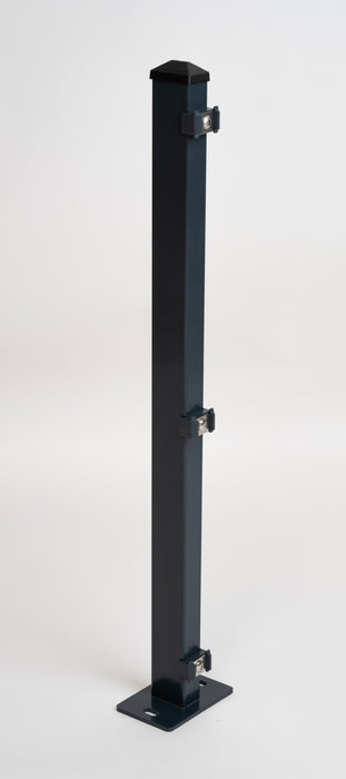 Zaunpfahl Standard mit Punkthalter und PVC-Kappe, mit angeschweißter Dübelplatte